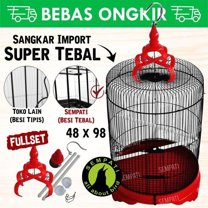 Sangkar Kandang Burung Murai Jumbo Fullset 46Cm Pvc Tebal Besi Import