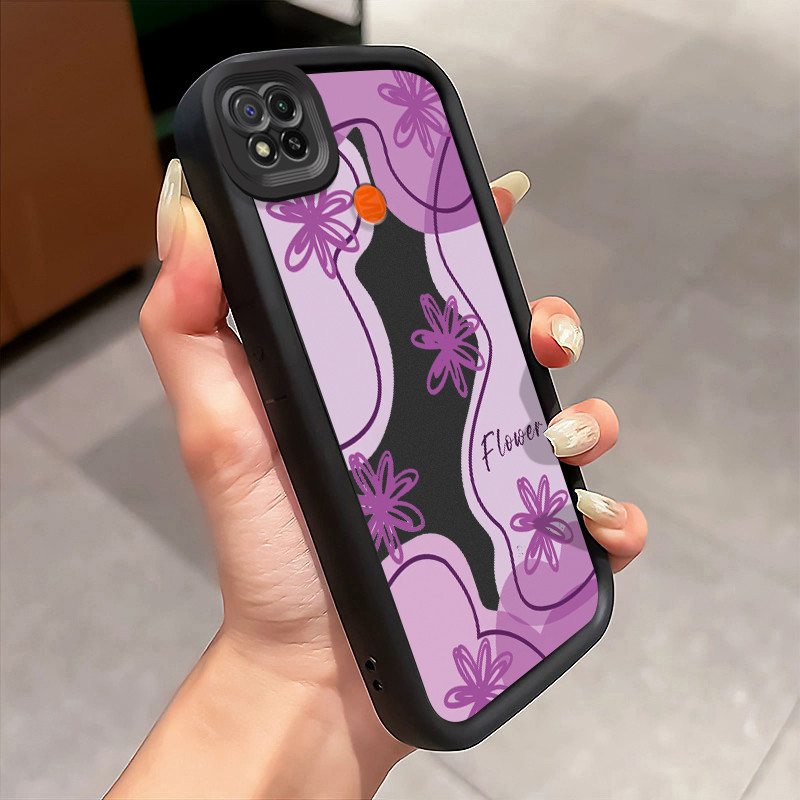 Casing Hp Untuk Xiaomi Redmi 9C Redmi 9C NFC Redmi 10A POCO C31 Case Bunga ungu Kasing tipis Perlind