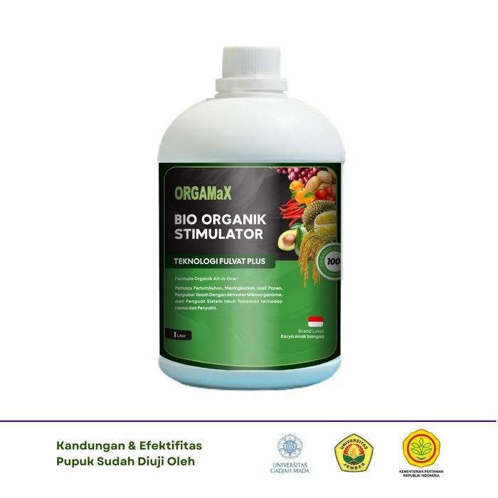 Orgamax 1 Liter - Pupuk Organik Asam Fulvat Pencegah Keriting Dan Stress Tanaman Pasti Diskon