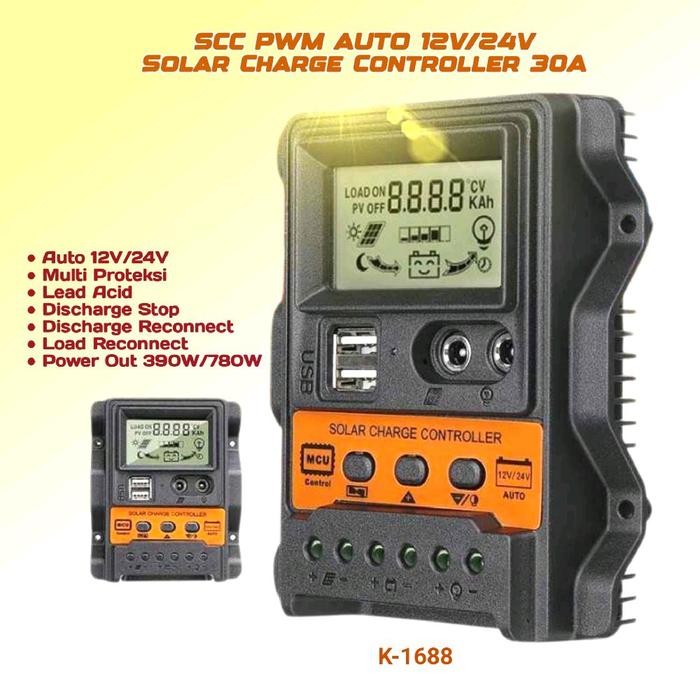 Terbagus Scc Panel Surya Solar Charge Controller Pwm Mppt 10A 30A 60A 12V/24V Power Baterai Aki Usb