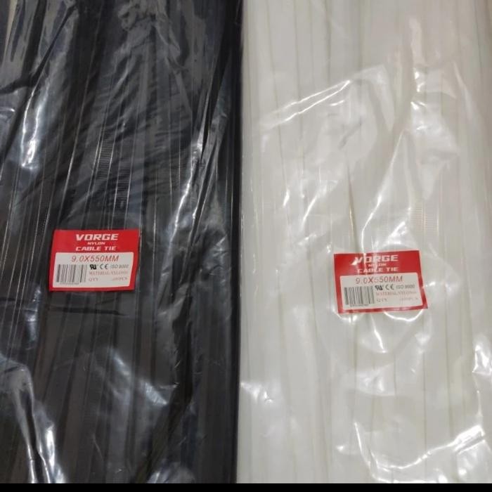 

Kabel Ties / Cable Ties Merk Fort Atau Sunlux 9X550 Putih Hitam 55Cm
