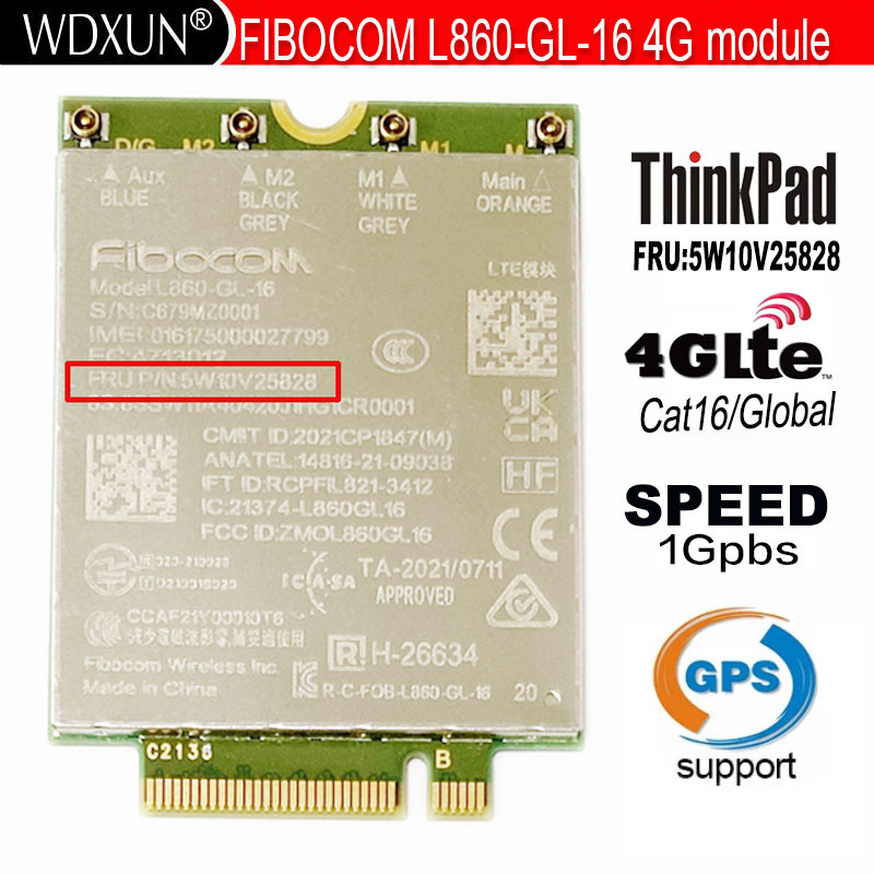 4G Module Fibocom L860-GL-16 5W10V25828 for Lenovo Thinkpad T14 T14s L14 L15 P14S P15V X13 Yoga Gen3