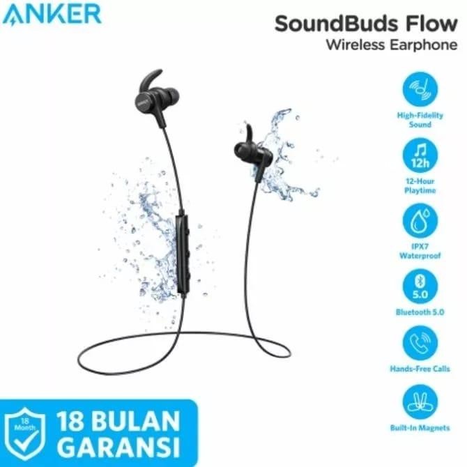 Anker Soundbuds Flow Earphone Bluetooth With Mic A3234 Original Resmi Pasti Ori