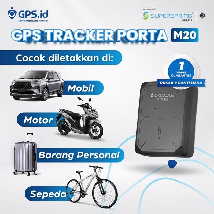 GPS Tracker Portable SUPER SPRING M20 (Praktis,Tanpa Ribet,MagnetKuat) Pelacak Paling Mudah