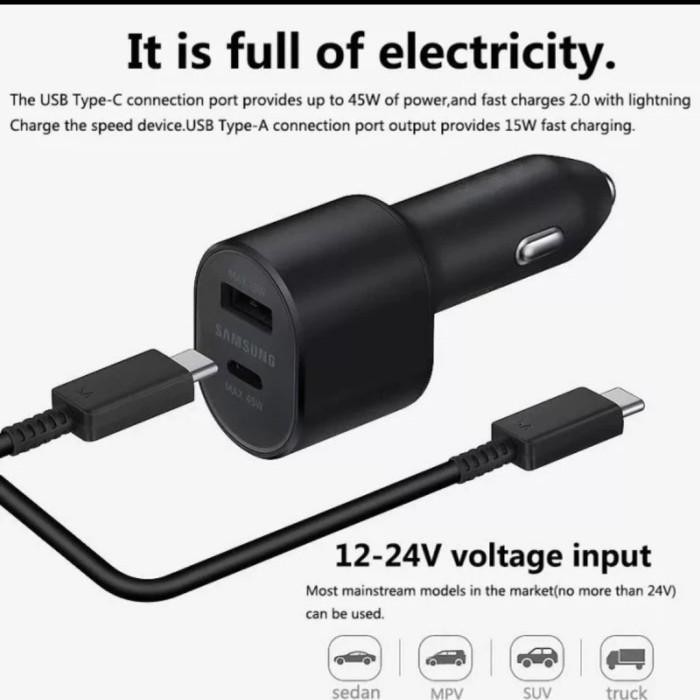 Samsung Car Charger Dual Port Usb To Type C 45W + 15W