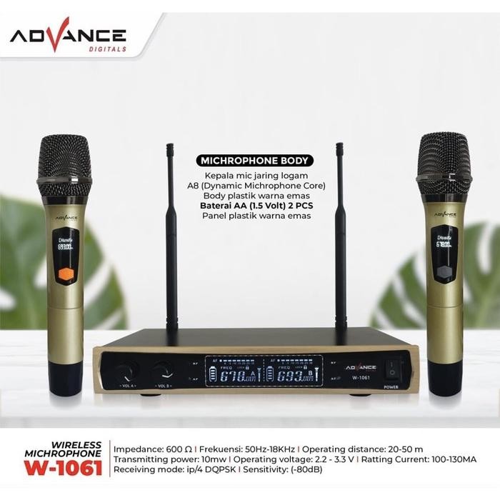 MICROPHONE ADVANCE PROFESIONAL DIGITAL WIRELESS MIC-1061 (50Hz-18KHz)