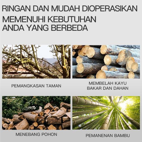 Ready- Zper Mesin Gergaji Kayu 12 Inci Led Chainsaw Listrik Gergaji Potong Kayu Rantai Elektrik