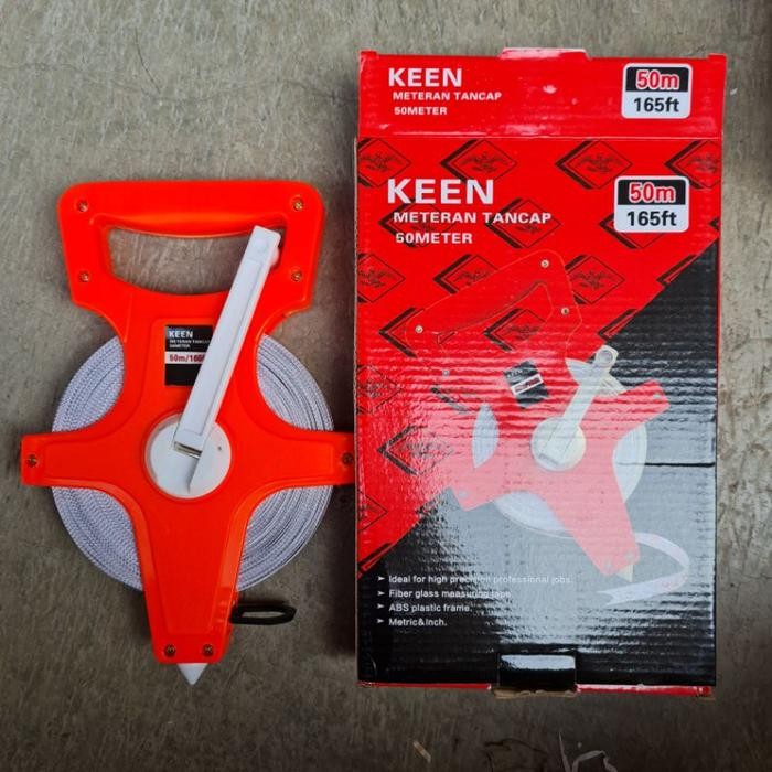 (Expert) Meteran Fiber 50 Meter / Meteran Tancap Tanah 50 M 50 Meter Roll Gulungan Fiber