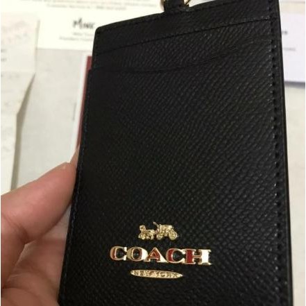

COACHH GANTUNGAN ID CARD LANYARD ORIGINAL BLACK GOLD METAL LOGO KB