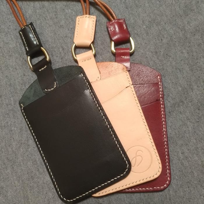 

ID CARD HOLDER LANYARD KULIT ASLI FULL GRAIN NAMETAG HANDMADE