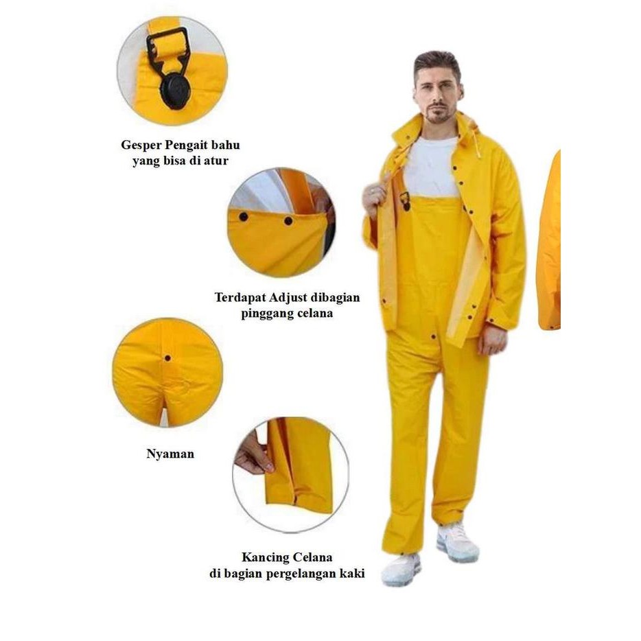 Jas Hujan Proyek Safety Ukuran Jumbo Bahan Tebal/Kuat Warna Kuning, Mantel Raincoat Outdoor Tambang