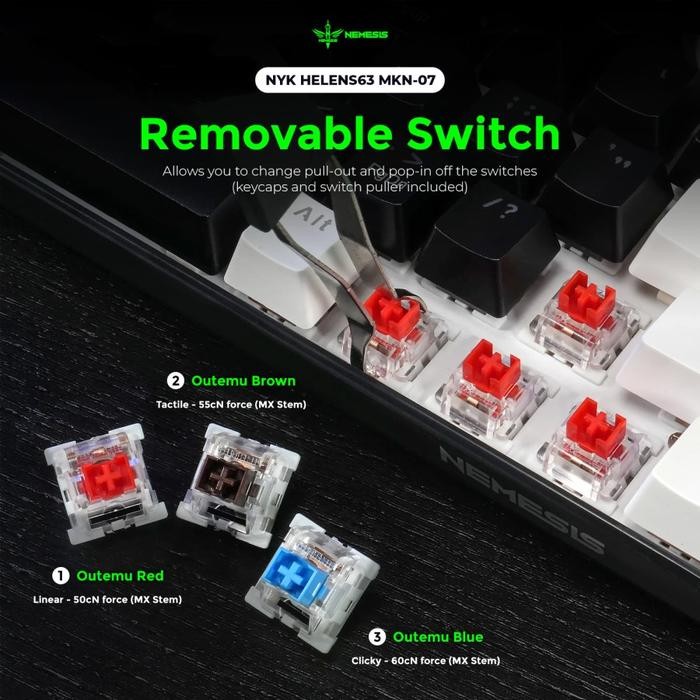 (Expert) NYK Nemesis Helens / Helens63 / MKN07 / MKN-07 Wired Mechanical Gaming Keyboard