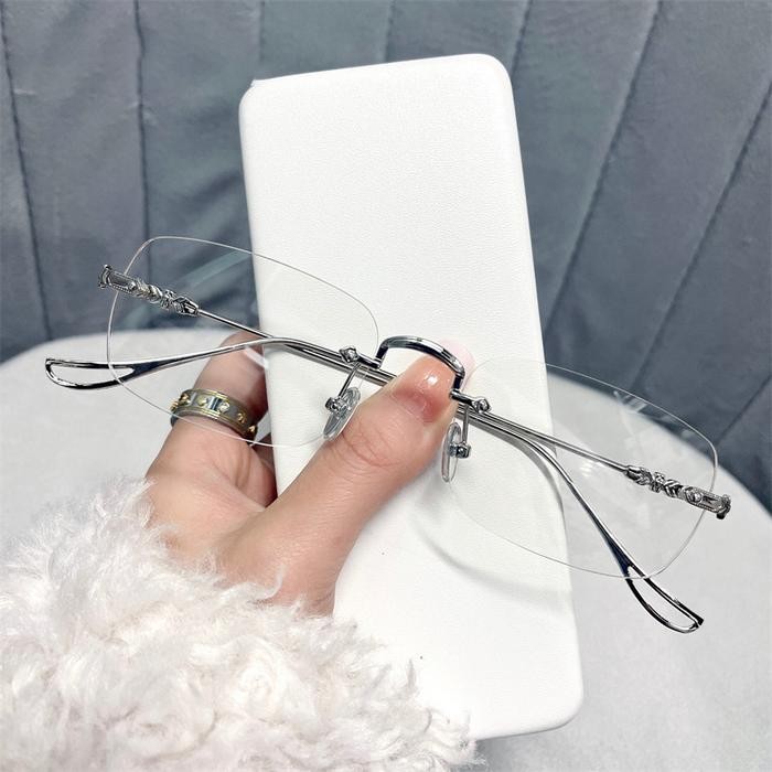 Borderless Square Kacamata Untuk Rabun Jauh Anti-Blue Light Metal Kacamata Minus