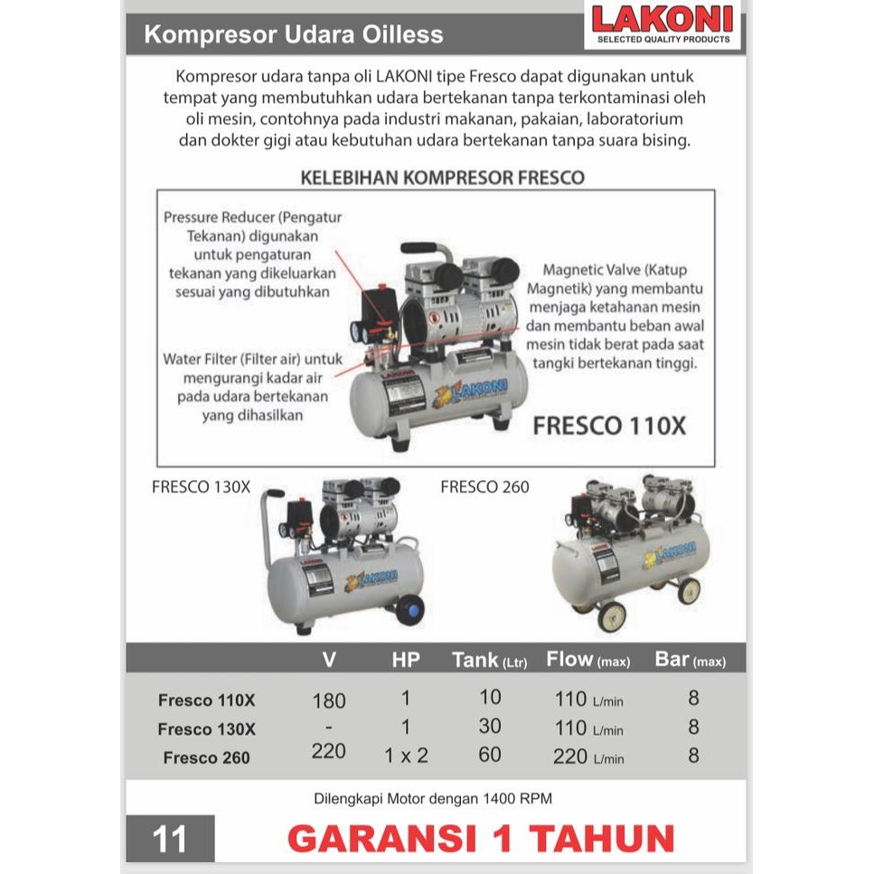 New Kompresor Silent Oilles 2 Hp Fresco 260 X Lakoni - Air Compressor