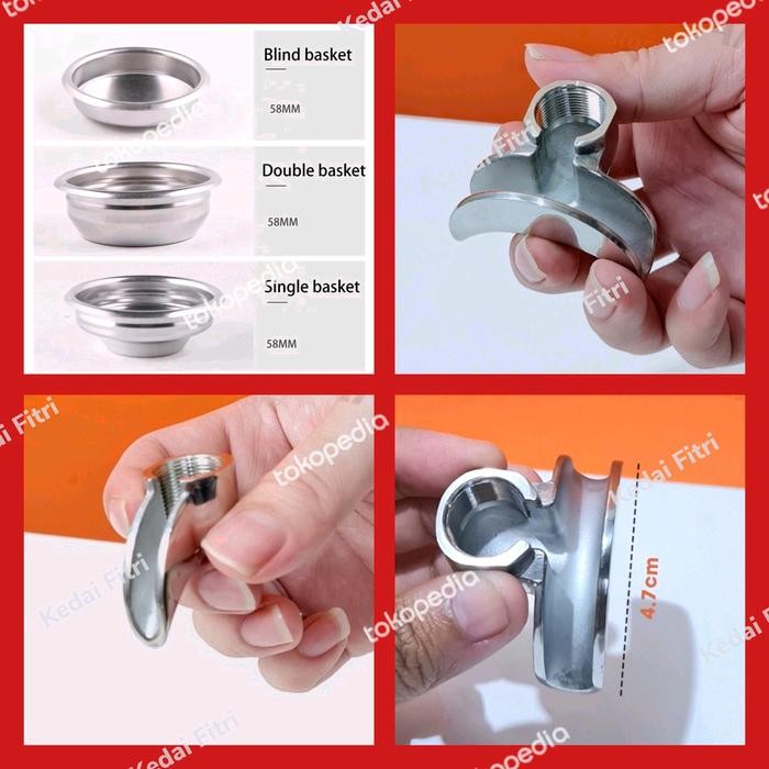 Spout Portafilter Single + Basket Portafilter Single Size 58mm