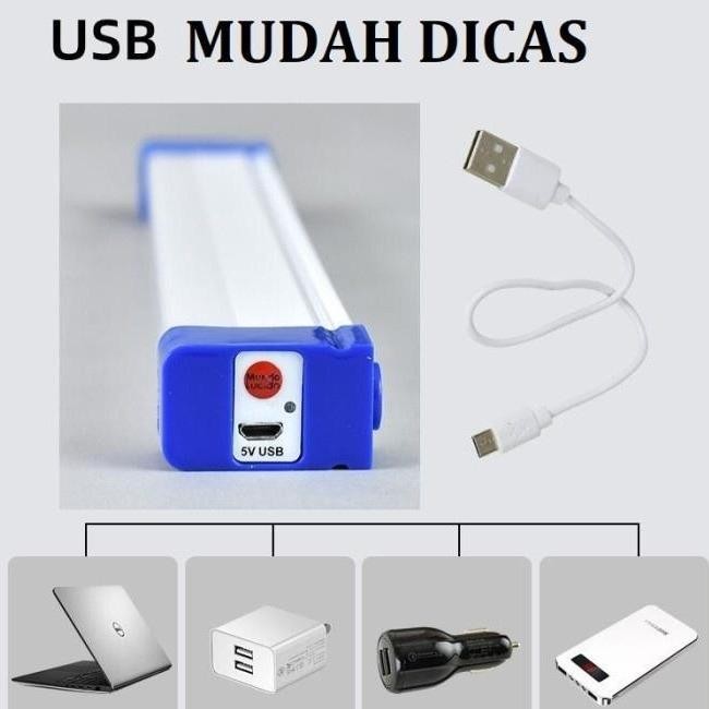 Lampu Neon Led Panjang T7 Usb Bolam LED Portable Emergency Lamp Darurat Mati Lampu