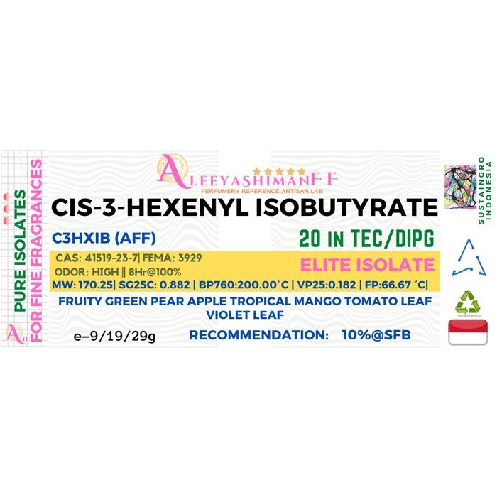 AleeyashimanFF Pure Isolate CIS-3-HEXENYL ISOBUTYRATE