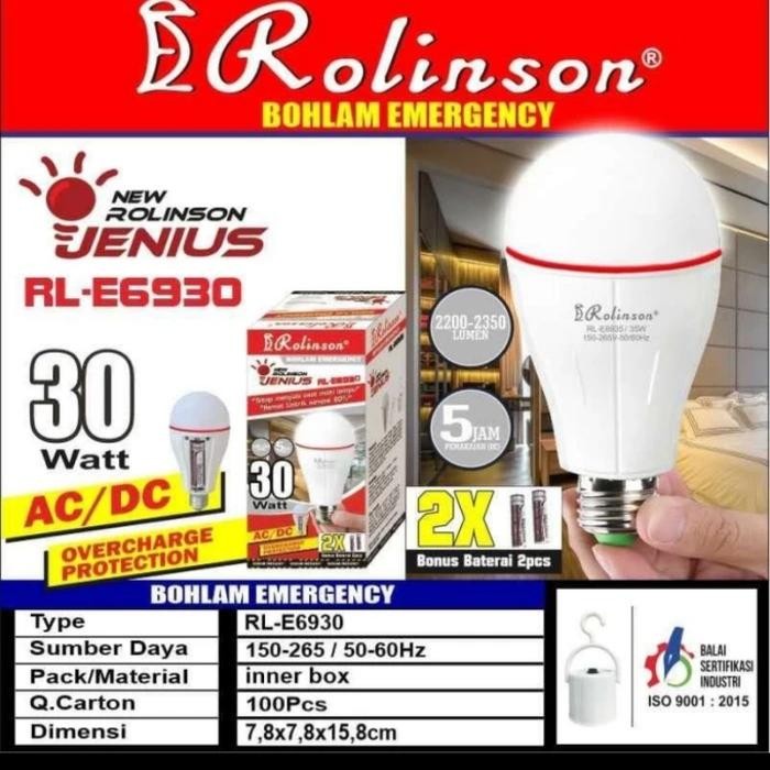 BOHLAM EMERGENCY ROLINSON/LAMPU EMERGENCY MENYALA SAAT MATI LAMPU
