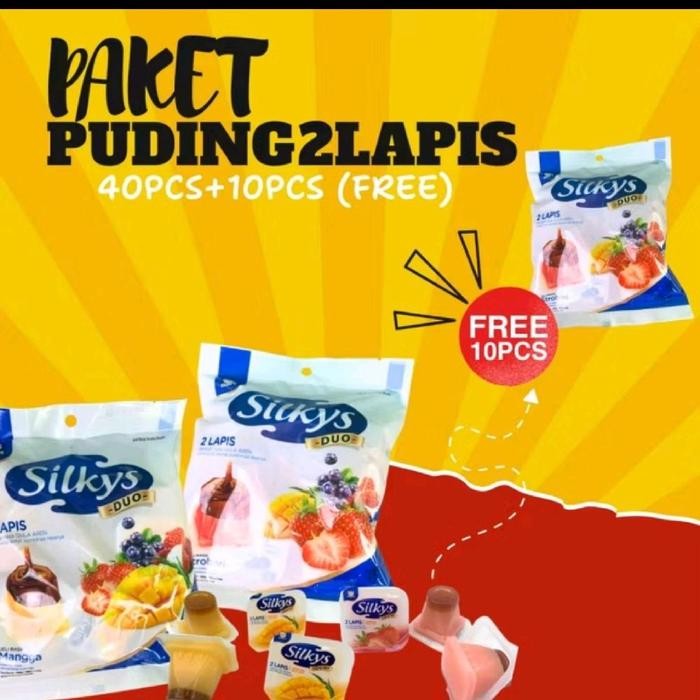 

PAKET SILKY PUDING JELLY 2 LAPIS 30PC GRATIS 10PCS/SILKY PUDING LAPIS GULA AREN Jeli Pudding