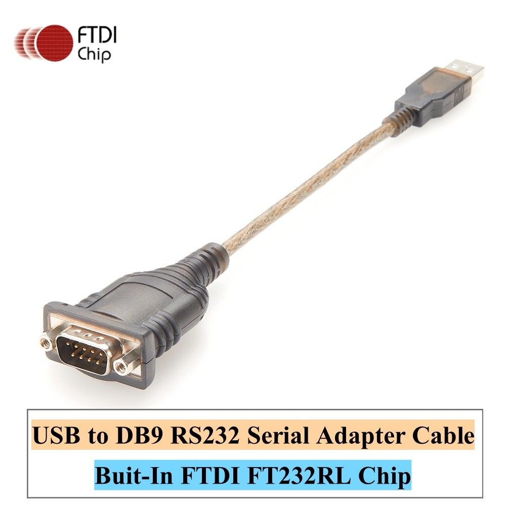 USB RS232 Serial Port Cable, USB-A to DB9 Male RS232 COM Port Serial Adapter Cable with FTDI FT232RL
