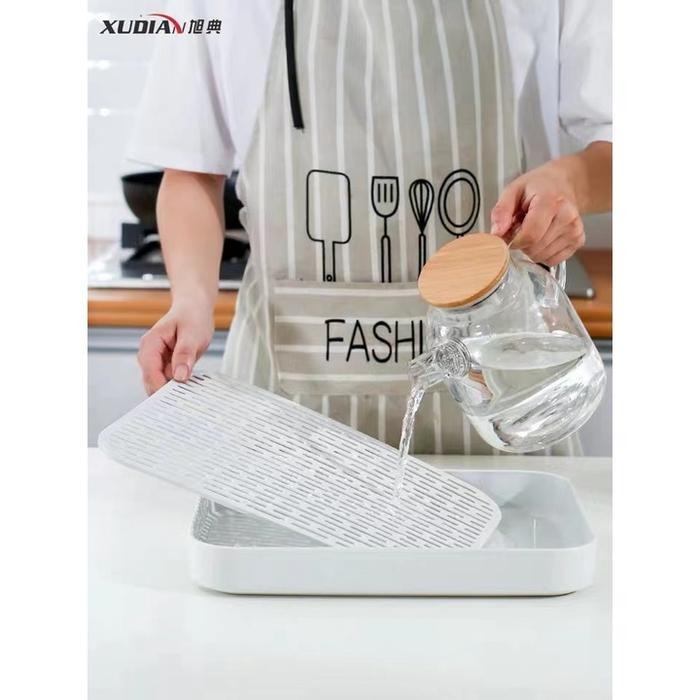 Nampan/Draining Board Tatakan Gelas Dan Alat Makan Alas Cuci Walnut Tahan Lama Random Piring Pasti