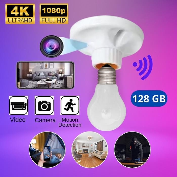 Teknobi Camera Cctv Mini Socket Wireless Fitting Lampu Kamera Mini Tersembunyi cctv kecil