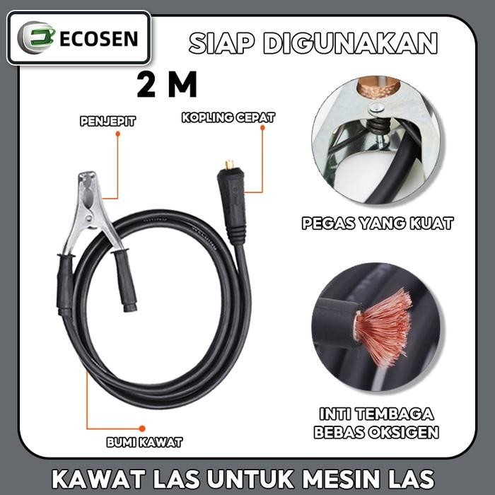 Ready- Ecosen Kabel Las Set 10 Meter Plus Stang Las Kabel Mesin Las Listrik