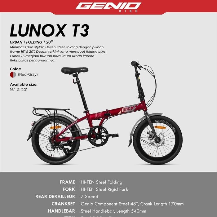 Sepeda Lipat 20 Inch Genio Lunox 1.0