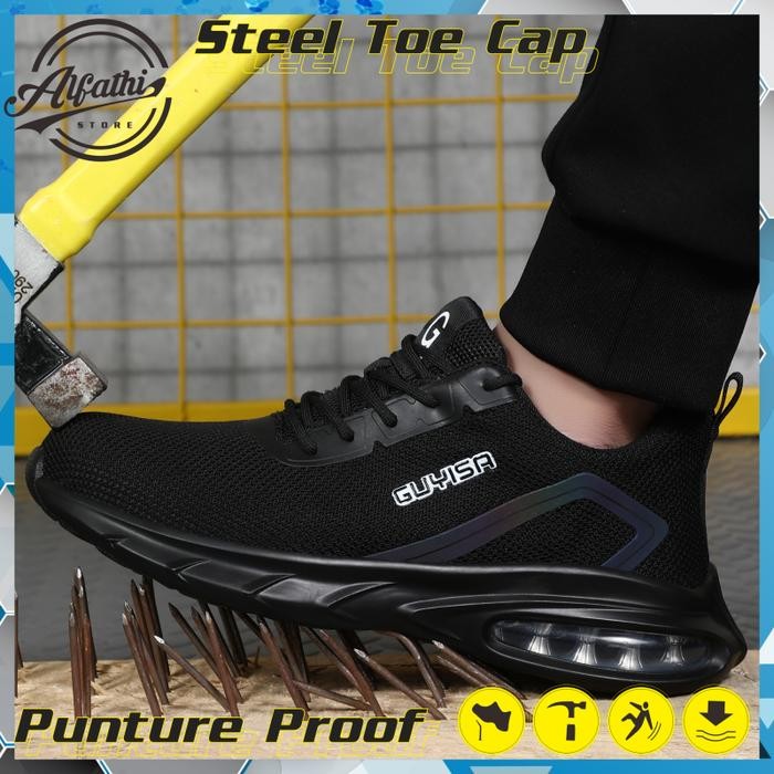 SEPATU SAFETY SNEAKERS NEW GUYISA BLACK LIGHT