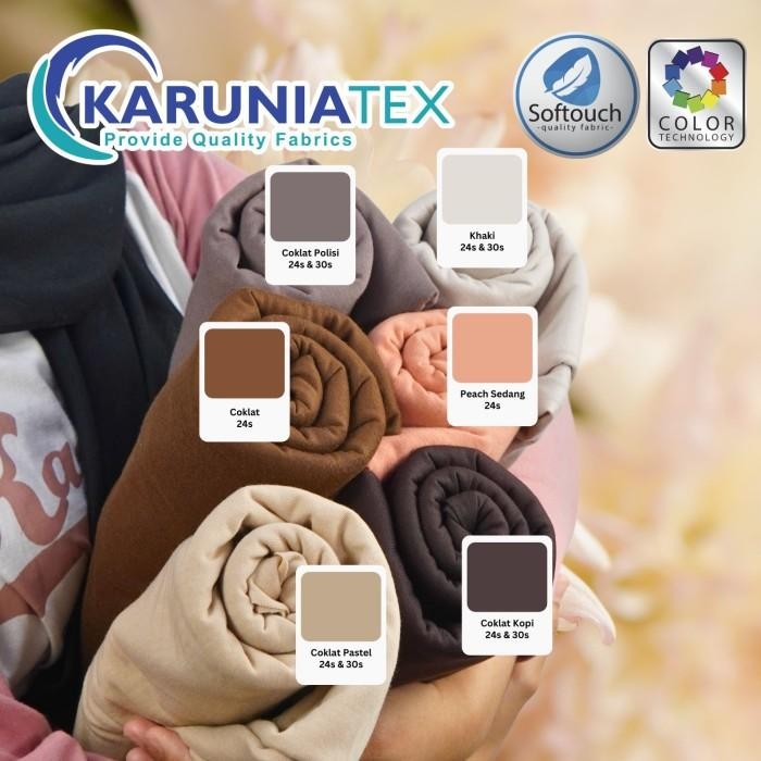 

KAIN KAOS PE SOFT 24S KILOAN COKLAT SUSU KARUNIA TEXTILE KODE 1137