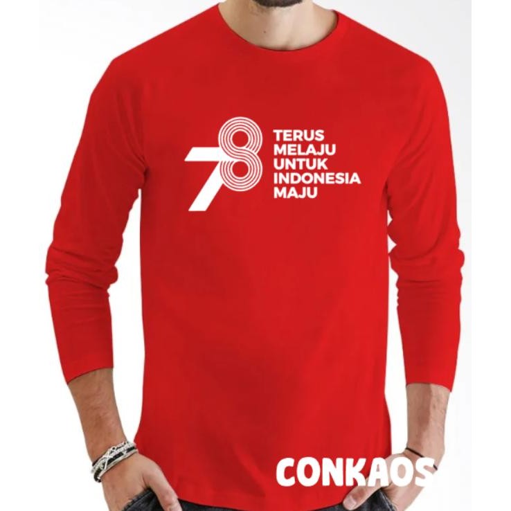 Kaos Baju 78 Tahun Indonesia 17 Agustus Lengan Panjang Dirgahayu Ri Grab/Gosend
