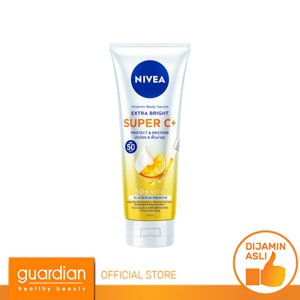 Nivea Body Serum Extra Bright Super C+ SPF 50+ PA+++ - Mencerahkan dengan Triple Bright Power 170Ml