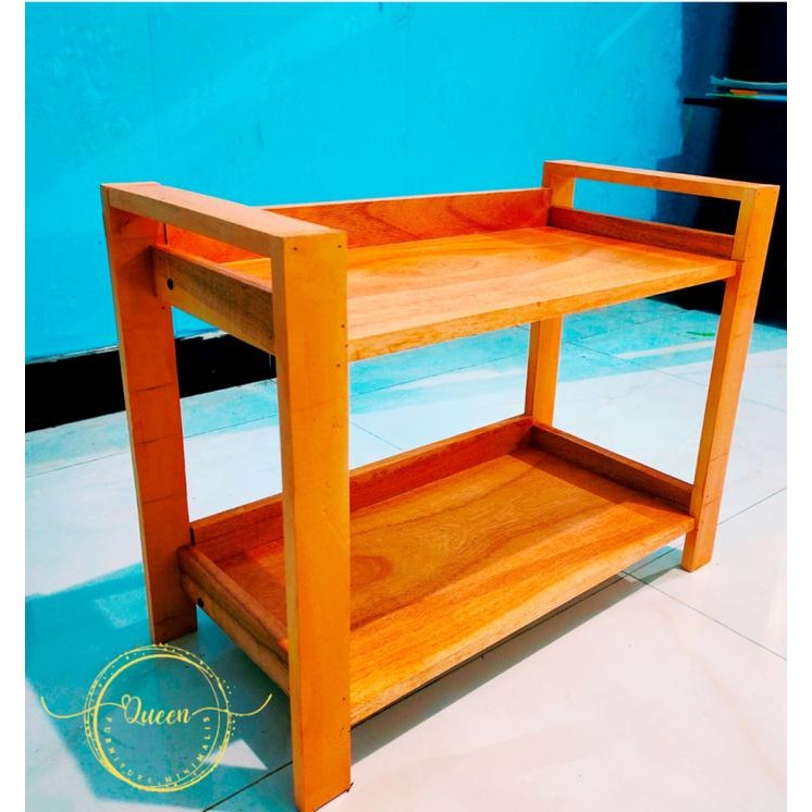 Langsung Diproses Meja Laptop Monitor Stand Layar Komputer Rak 2 Susun Dudukan Dan Printer Kayu Jati