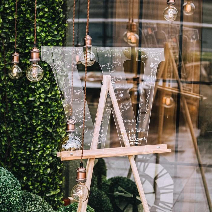 Unique Official Store - Wedding Guest Book Acrylic Sign - Guesbook Akrilik Pernikahan Putih