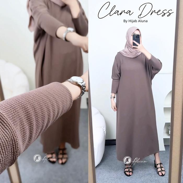 Clara Dress Midi Batwing Knit Premium By Hijab Aluna Official Muslim Wanita Gamis Dewasa
