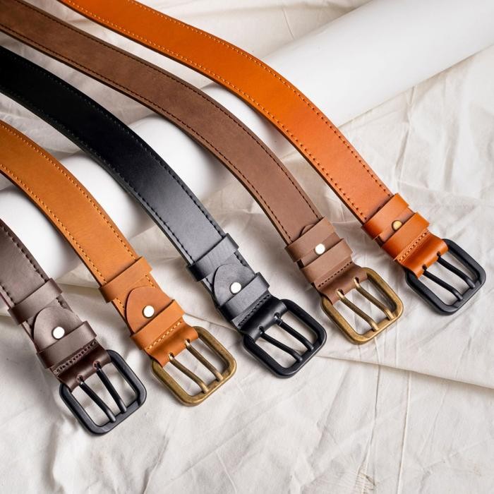 Ikat Pinggang Gesper Pria Sabuk Kulit Asli dua lapis 4 cm buckle jarum 2