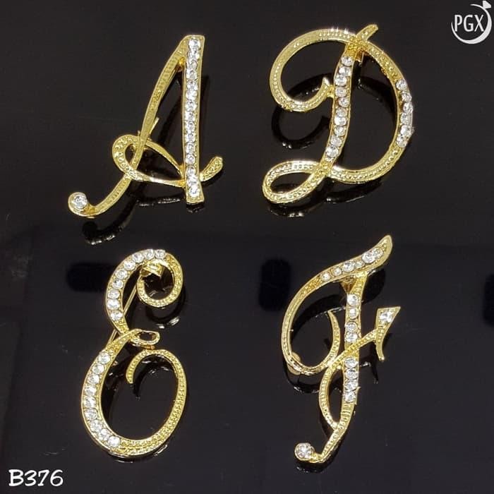 NEW Bros Huruf Inisial Nama Aksesoris Hijab Jilbab - B376 NEW