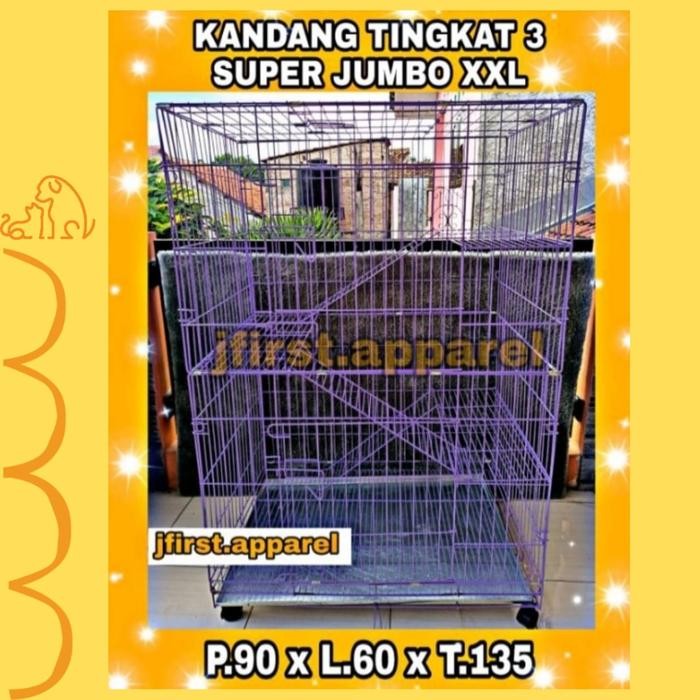 KANDANG KUCING TINGKAT 3 SIZE XXL SUPER JUMBO
