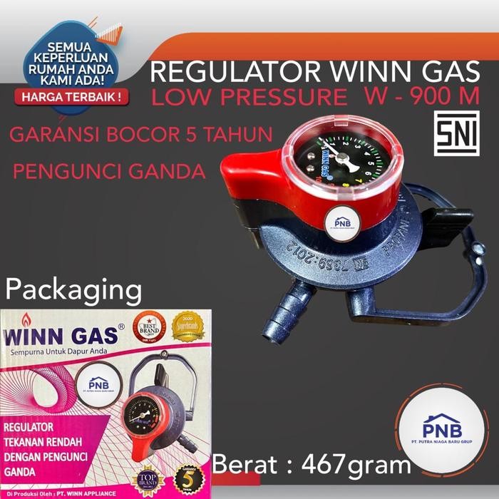 Winn Gas Regulator Double Lock Meter Tekanan Rendah W900M W-900 Pasti Ori