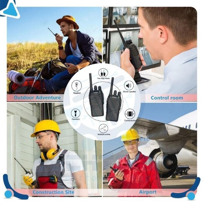 Walkie Talkie Bf 888S Plus Ht Jarak Jauh 10Km Waterproof Radio Handy Talky Isi 2 Unit Sudah Type-C