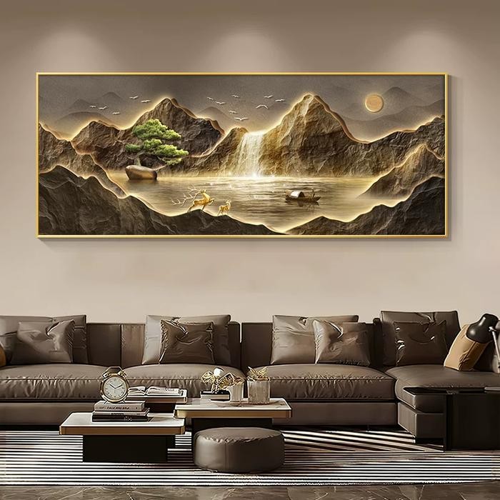 Lukisan Porcelain Painting Diamond Golden Pemandangan Indah Bulan