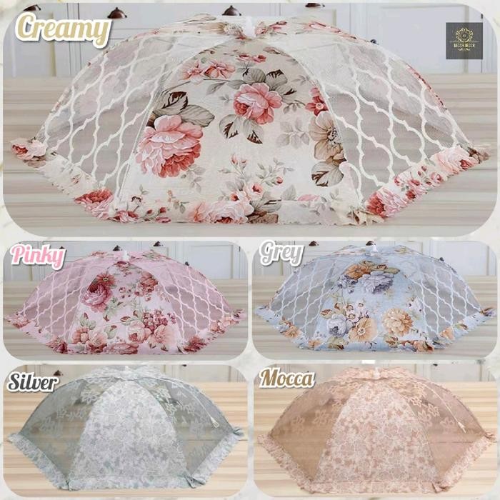 Tudung Saji Tarik Lipat Bulat Persegi Umbrella Food Cover Tudung Saji Shabby Chic Lipat Bisa Dicuci