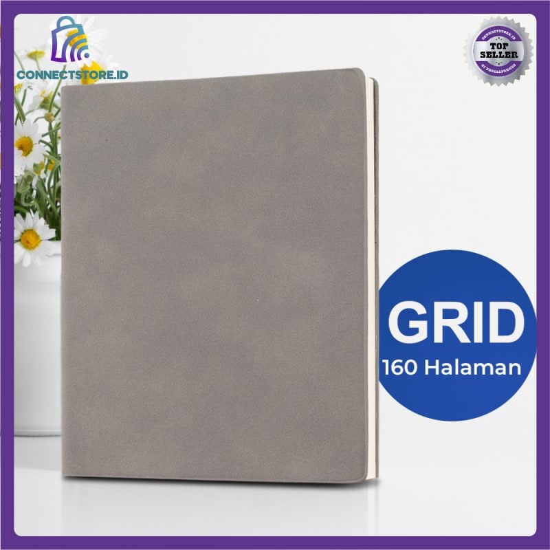 

Buku Catatan Jurnal Notebook Cover PU Leather-Gray