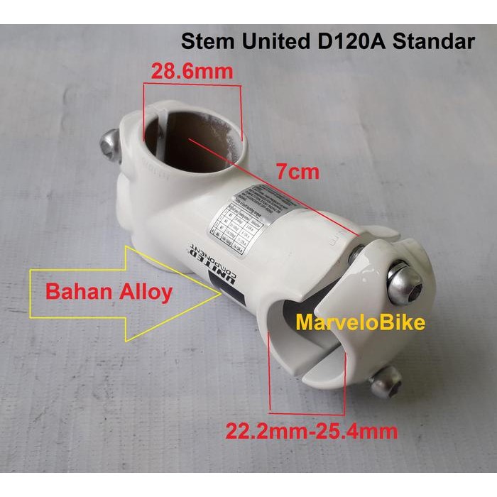 Stem Sepeda MTB BMX Balap United D120A 28.6mm/25.4mm