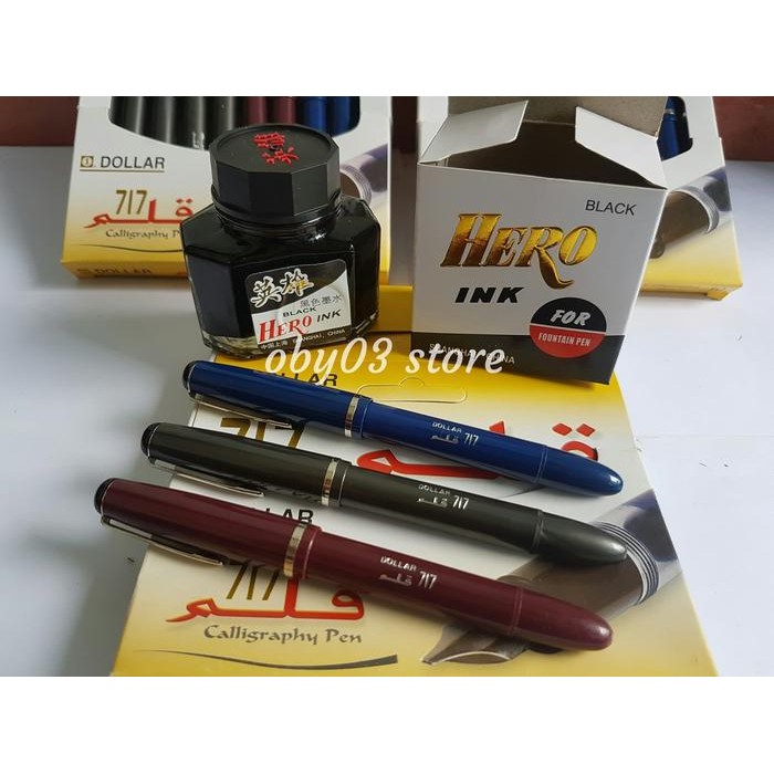 

Paket Murah..Fountain Pen Dollar Made In Pakistan Dan Tinta Botol Hero