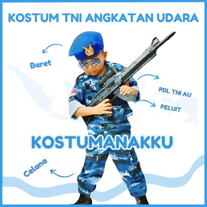 JUAL [KOSTUMANAKIMUT] KOSTUM ANAK LORENG TNI AU-BAJU TNI ANAK ANGKATAN UDARA-SERAGAM PDL TNI LORENG