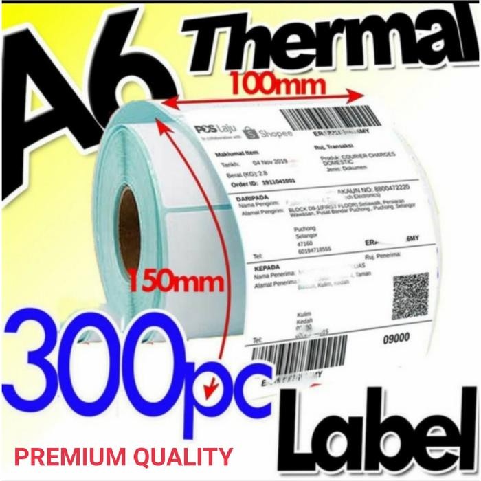 

LABEL BARCODE 100 X 150 KERTAS STICKER THERMAL 100x150 mm (300 pcs)