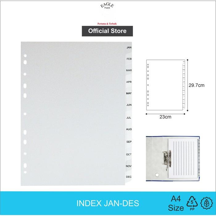 

EAGLE FILES Pembatas Binder A4 JAN-DES TABS / Odner Divider Index / File Divider Index
