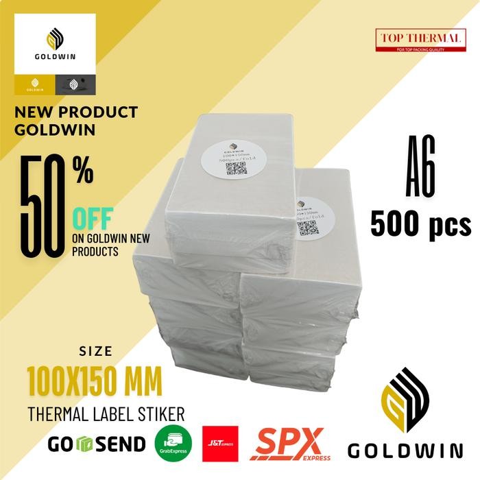 

Kertas stiker label thermal barcode 100x150 isi 500 pcs lipat kertas resi 100x150mm A6