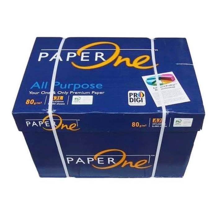

Paper One A3 80 gram / 1 box / 5 rim / kertas HVS / khusus Gosend Grab Express